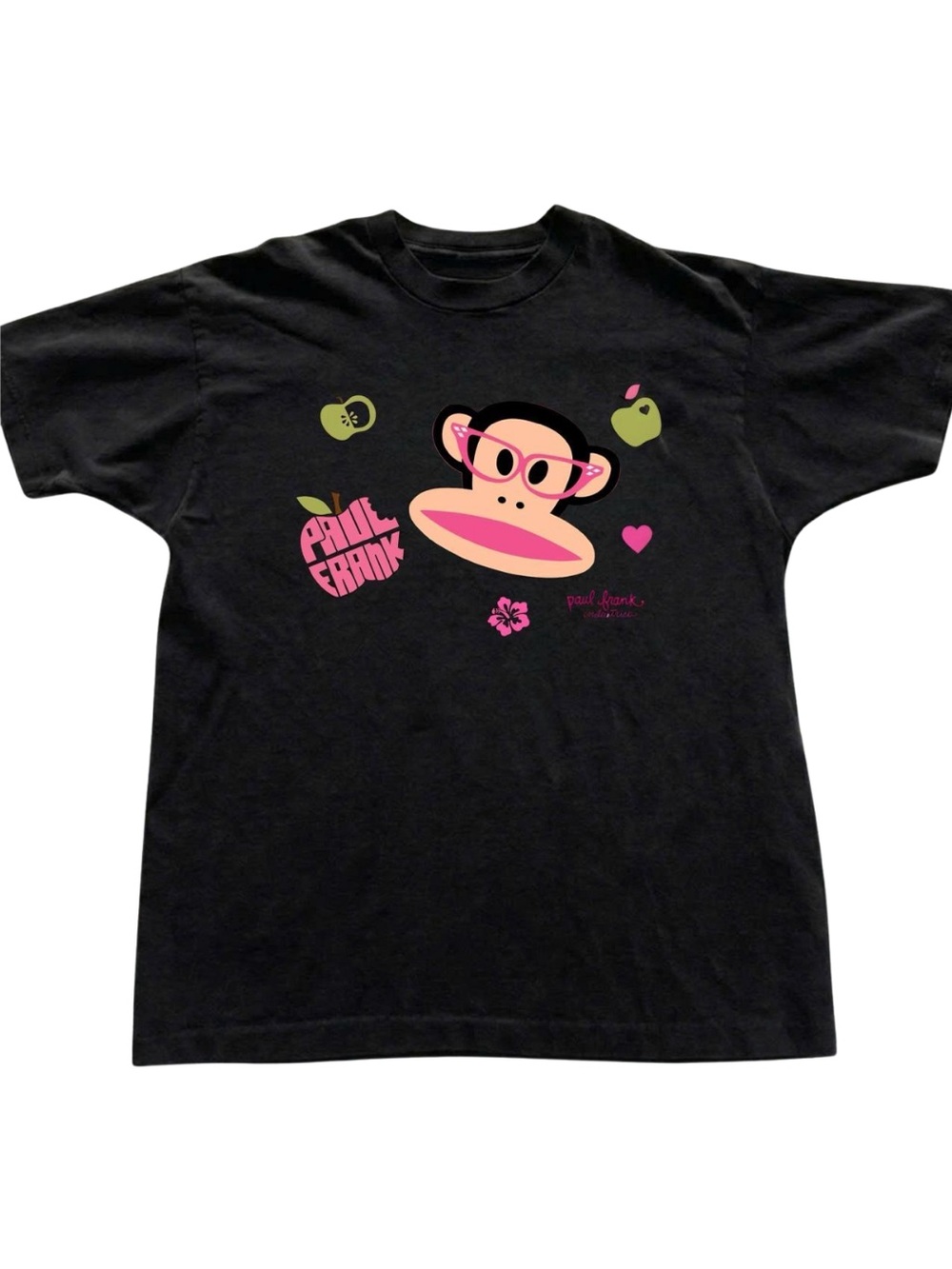 Gildan Black Tee with Pink Monkey and Green Accents